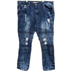 G-Net Moto Jeans Mens Size 38x32 Stretch‎ Distressed Streetwear Biker Grunge
